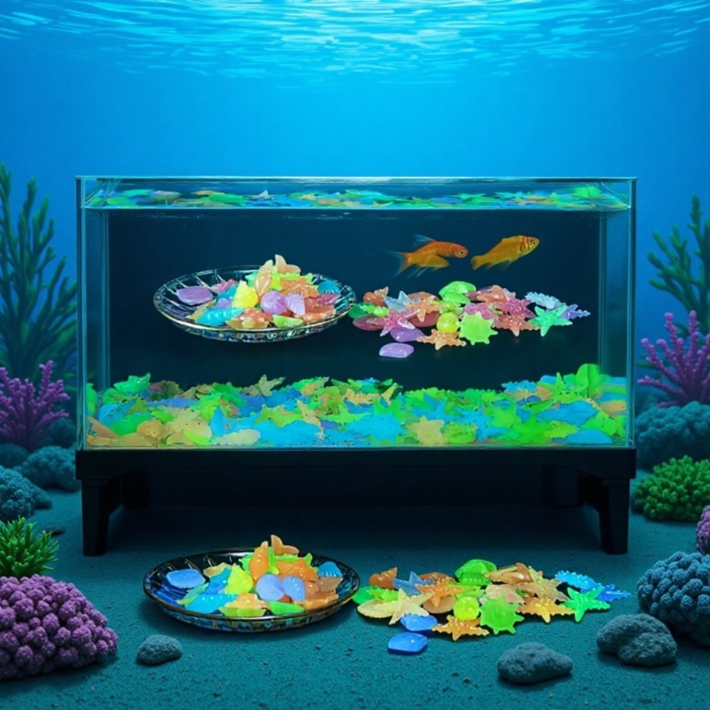 Aquarium Planting Ideas - Светящиеся океанские камни, флуоресцентные ракушки, разноцветные